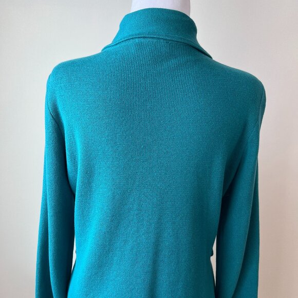 Northern Reflections Teal Cotton Knit Cardigan/Jacket Button Detail Pleats, Sz M - Picture 4 of 12